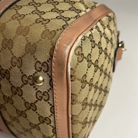 SOLD - Gucci Boston bag pink and burgundy stripe - Picture 16 of 16